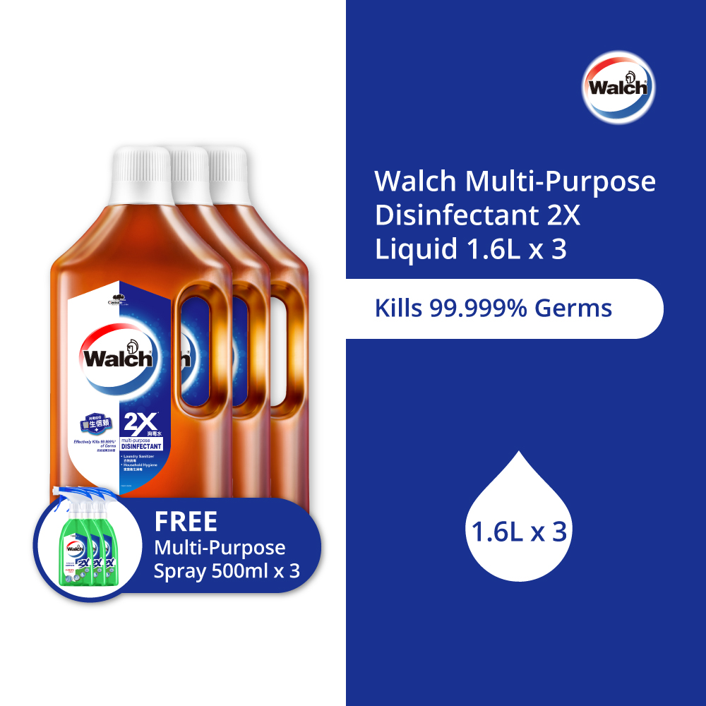 Walch® Multi-Purpose Disinfectant (2X) 1600ml x 3 with FREE gifts worth $19.80