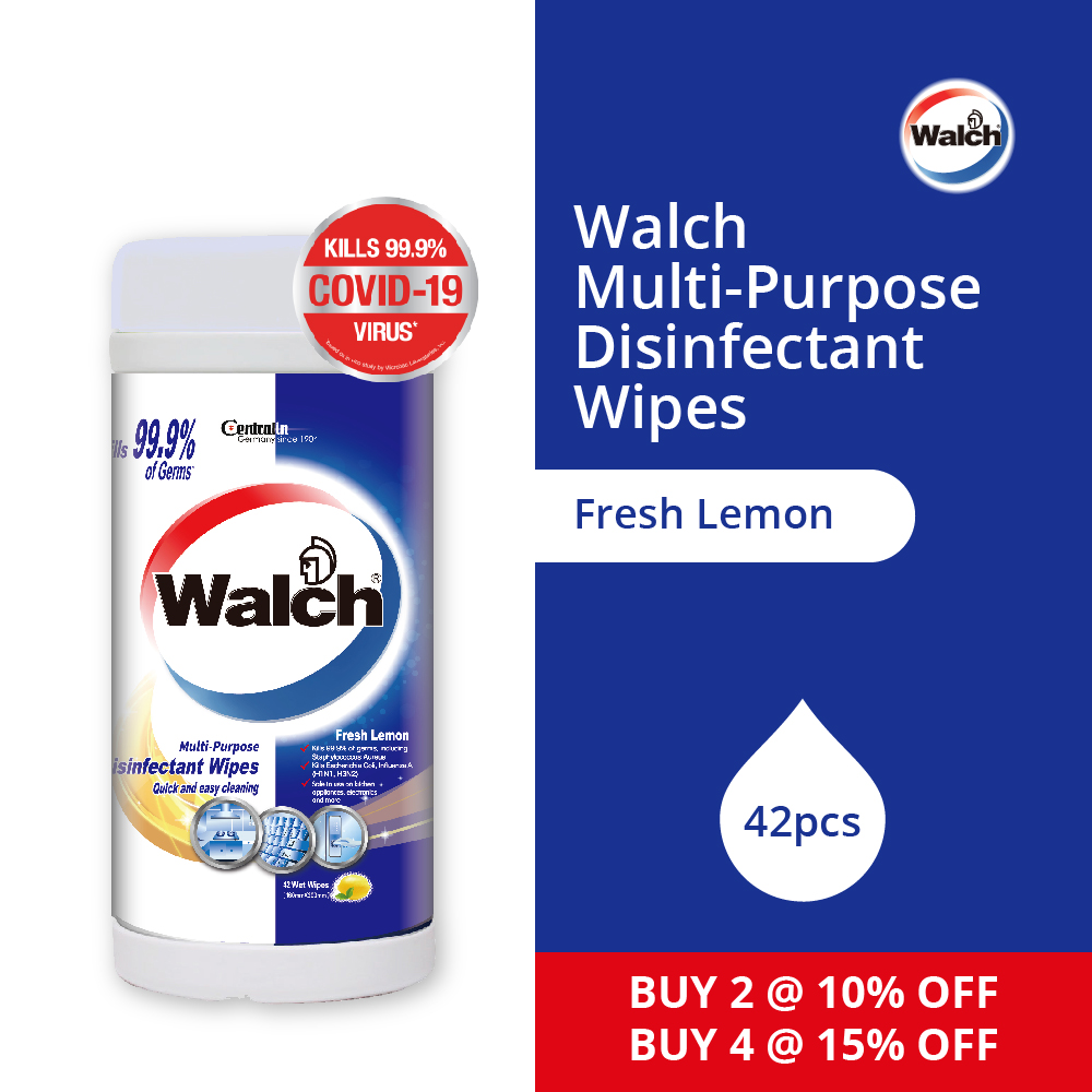 Walch® Multi Purpose Disinfectant Wipes 42pcs –  Fresh Lemon