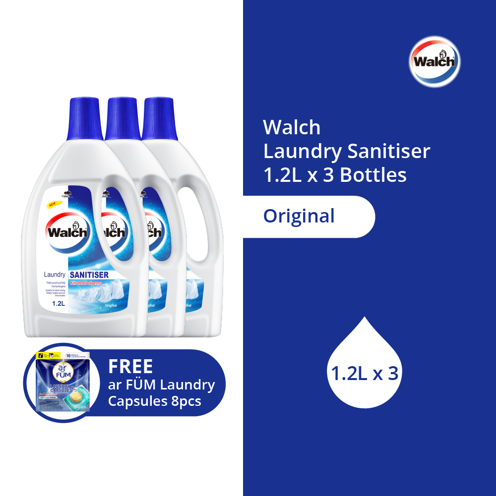 Walch® Laundry Sanitiser 1.2L x 3 with FREE gift worth $4.90