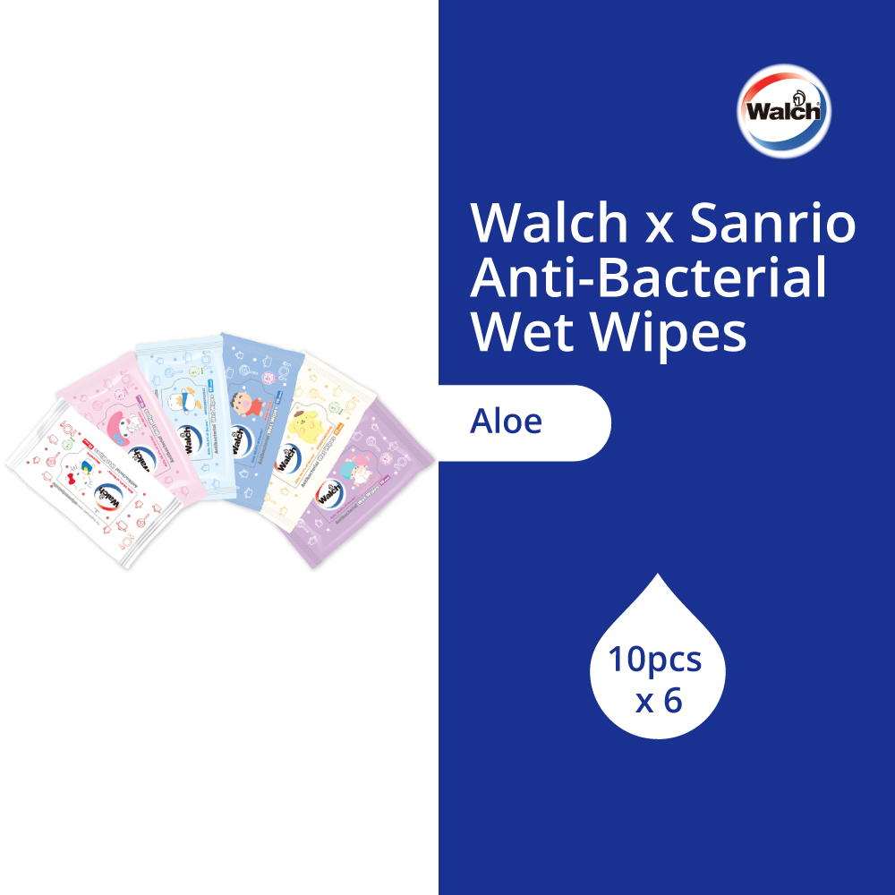 Walch® x Sanrio Antibacterial Wet Wipes Bundle – 10 Sheets x 6 Packets