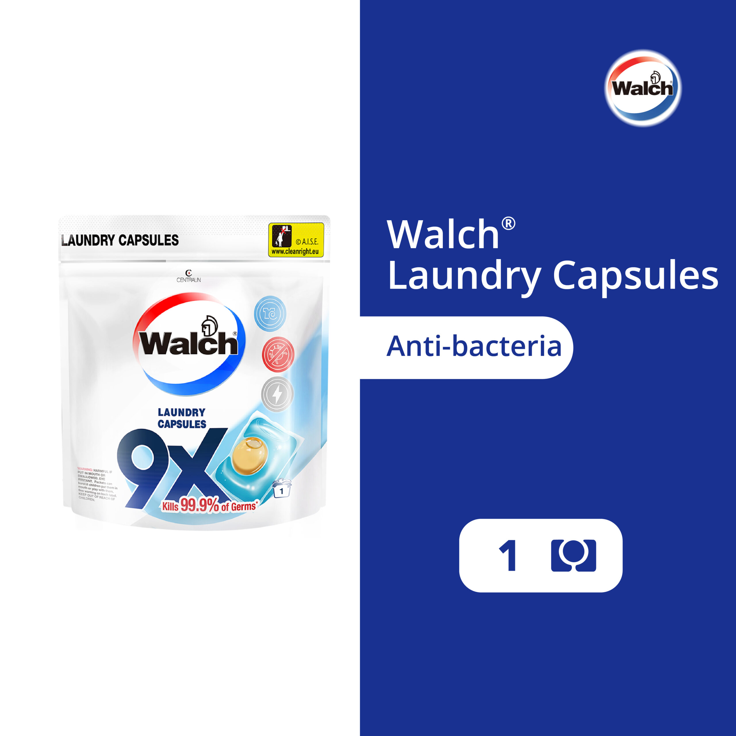 Walch® Anti-bacterial Laundry Capsules 1 Pod