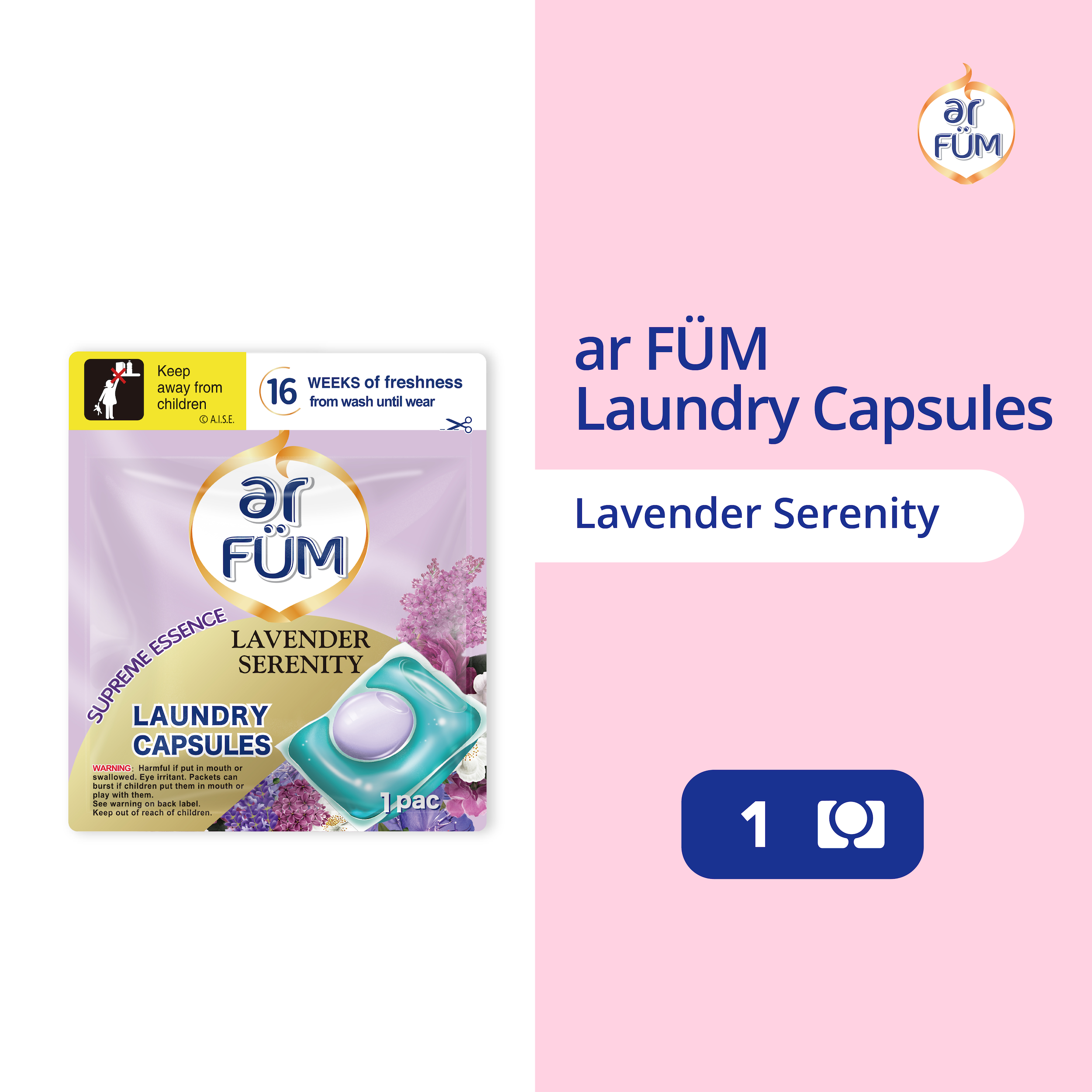 ar FÜM Laundry Capsules 1 Pod – Lavender
