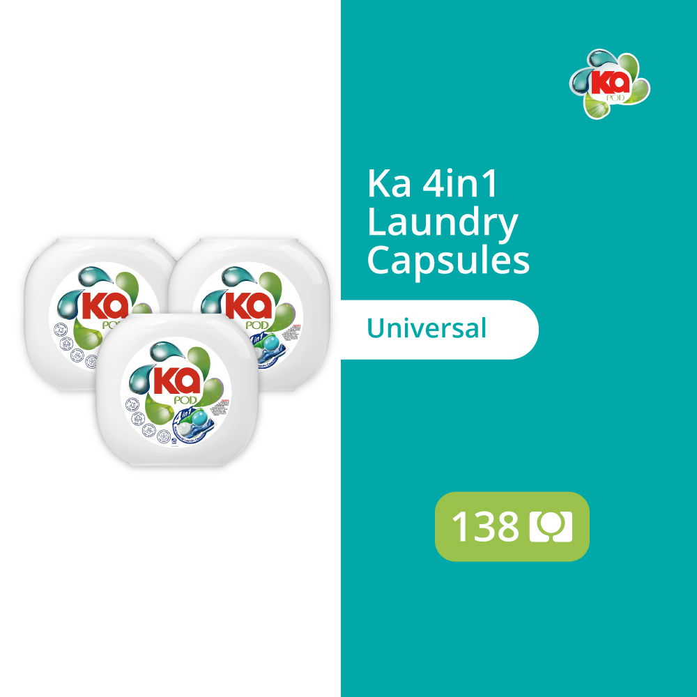 Ka 4in1 Laundry Capsules 46 Pods x 3 Tubs – Universal